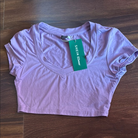 SHEIN Purple Fitted Cap Sleeve Crop Tee - Picture 1 of 6